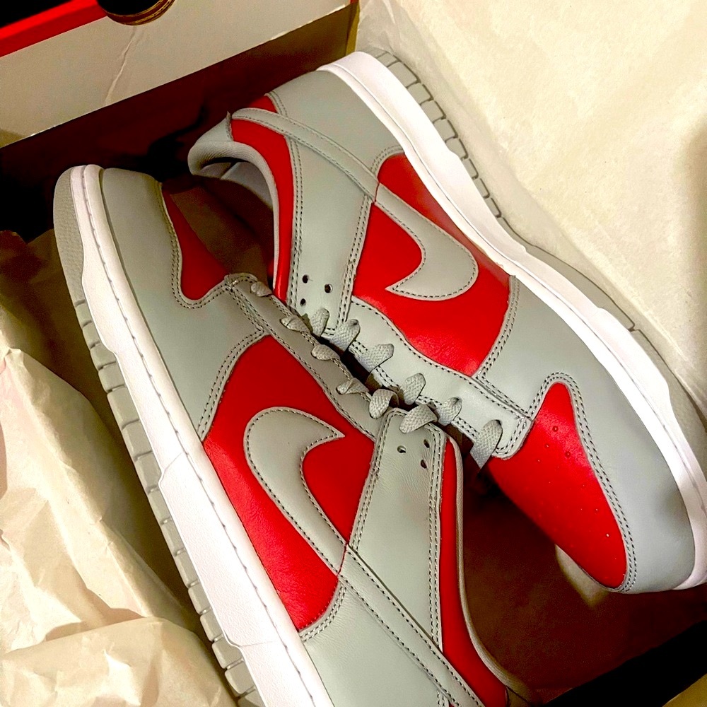 Men’s size 13 Nike 2024 Dunk Low Varsity Red and Silver